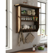 Lade das Bild in den Galerie-Viewer, Holz Küchenregal für Gewürze braun Shabby Vintage fertig montiert