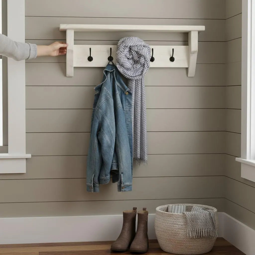 Flur Garderobe aus Holz Weiß – Wandgarderobe Landhaus
