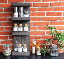 Lade das Bild in den Galerie-Viewer, Gewürzregal aus Holz - für die Wand oder stehend - Braun - 4 Stellflächen