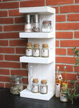 Lade das Bild in den Galerie-Viewer, Gewürzregal aus Holz - für die Wand oder stehend - Weiß - 4 Stellflächen