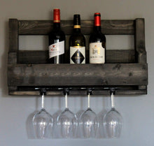 Lade das Bild in den Galerie-Viewer, Weinregal aus Holz mit Gläserhalter Schwarz
