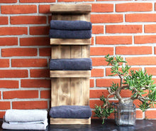 Lade das Bild in den Galerie-Viewer, Badregal aus Holz - Geflammt