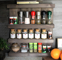 Lade das Bild in den Galerie-Viewer, Gewürzregal aus Holz - für die Wand oder stehend -Braun - 4 Stellflächen