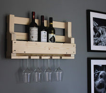 Lade das Bild in den Galerie-Viewer, Weinregal aus Holz mit Gläserhalter Natur