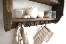 Lade das Bild in den Galerie-Viewer, Holz Küchenregal für Gewürze braun Shabby Vintage fertig montiert