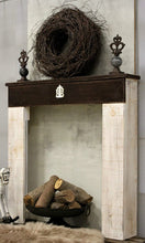 Lade das Bild in den Galerie-Viewer, Kaminumrandung Dekokamin Antik Weiß/Braun Shabby Vintage Kaminsims fertig montiert