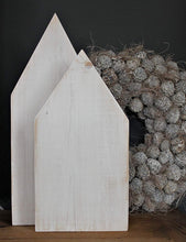 Lade das Bild in den Galerie-Viewer, Holz 2 er Set Haus Weihnachten Deko Holzhaus Weiß