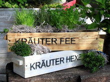 Lade das Bild in den Galerie-Viewer, Blumenkasten aus Holz in Weiß Geflammt oder Braun mit Schriftzug