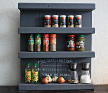 Lade das Bild in den Galerie-Viewer, Gewürzregal aus Holz - Grau mit Druck - 4 Stellflächen