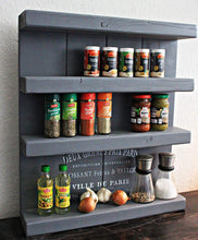 Lade das Bild in den Galerie-Viewer, Gewürzregal aus Holz - Grau mit Druck - 4 Stellflächen