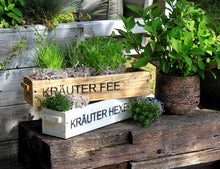 Lade das Bild in den Galerie-Viewer, Blumenkasten aus Holz in Weiß Geflammt oder Braun mit Schriftzug