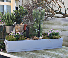 Lade das Bild in den Galerie-Viewer, Blumenkasten " Das Original von Dekorie " aus Holz mit Holz Griffen 30 - 90 cm breit / 19,5 cm tief / in grau