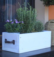 Lade das Bild in den Galerie-Viewer, Blumenkasten " Das Original von Dekorie " aus Holz mit Eisen Griffen 30 - 90 cm breit / 19,5 cm tief / in weiß