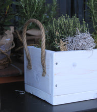 Lade das Bild in den Galerie-Viewer, Blumenkasten " Das Original von Dekorie " aus Holz mit Leinen Griffen 30 - 90 cm breit / 19,5 cm tief / in weiß