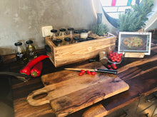 Lade das Bild in den Galerie-Viewer, Gewürzhalter Gewürzregal Utensilienbox Küche Tablethalter Rezeptehalter Holz geflammt