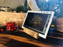 Lade das Bild in den Galerie-Viewer, Gewürzhalter Gewürzregal Utensilienbox Küche Tablethalter Rezeptehalter Holz geflammt