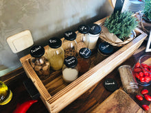 Lade das Bild in den Galerie-Viewer, Gewürzhalter Gewürzregal Utensilienbox Küche Tablethalter Rezeptehalter Holz geflammt