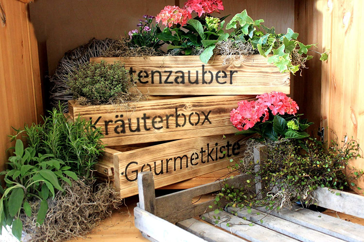 Dekorie Blumenkasten Aus Massivholz – Mit ‚Gourmetkiste‘ Schriftzug, Weiß, 60x15x12 Cm, Für Balkon & Garten