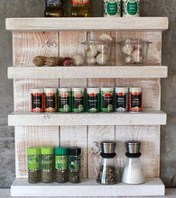 Lade das Bild in den Galerie-Viewer, Gewürzregal aus Holz - für die Wand oder stehend - Vintage Weiß - 4 Stellflächen