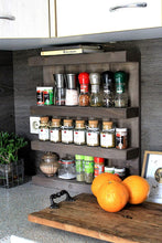 Lade das Bild in den Galerie-Viewer, Gewürzregal aus Holz - für die Wand oder stehend -Braun - 4 Stellflächen