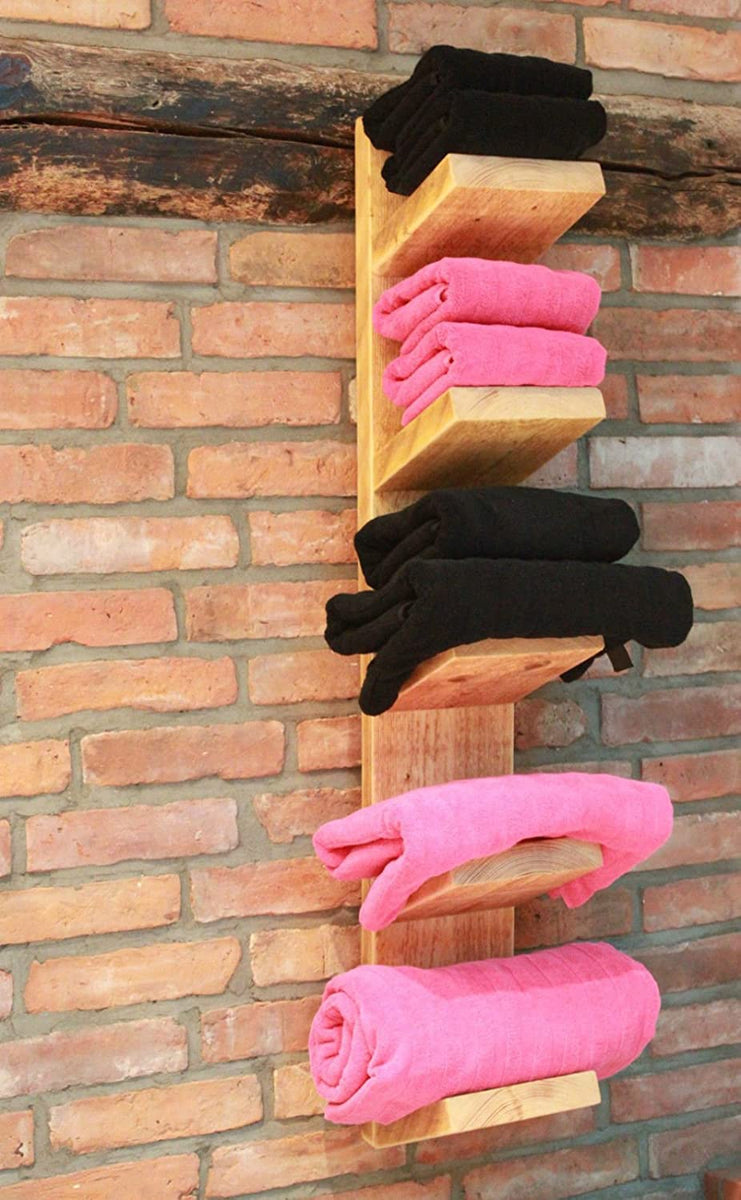 handtuch aufbewahrung holz Holz Handtuchleiter Handtuchregal in 4 Farben und 5 Größen – Dekorie GmbH
