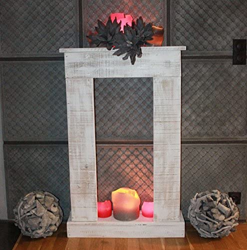 Kaminumrandung mit Sockel Antikweiß Shabby Vintage Kaminsims Dekokamin –  Dekorie GmbH