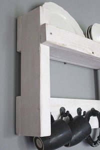Dekorie Gewürzregal Schlüssel Regal aus Holz im Landhaus Single Stil weiß Vintage Shabby fertig montiert
