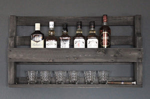 Whisky Regal mit Gläserhalter Weiß, Braun oder Schwarz - mit oder ohne Schriftzug