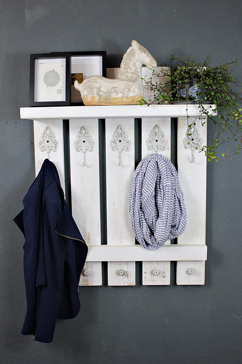 Garderobe aus Holz Weiß – Vintage Shabby Landhausstil