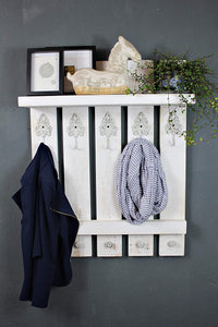 dekorie Holz Garderobe Weiß im Landhaus Style Vintage Shabby fertig montiert