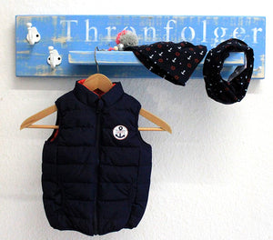 Dekorie Kindergarderobe Baby Kinder Garderobe THRONFOLGER Kleiderhaken blau hellblau Vintage