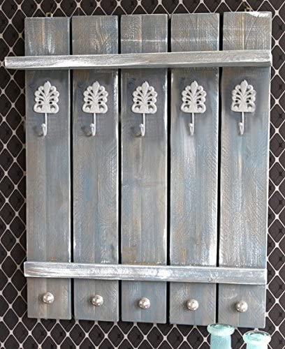 Dekorie Holz Garderobe im Landhaus Stil schweden blau Vintage Shabby fertig montiert