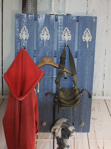 Dekorie Holz Garderobe im Landhaus Sti Vintage Shabby fertig montiert (Schwedenblau)