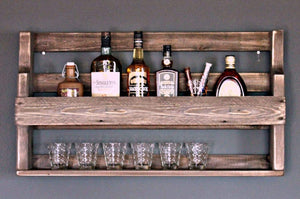 Whisky Regal mit Gläserhalter Braun aus Holz