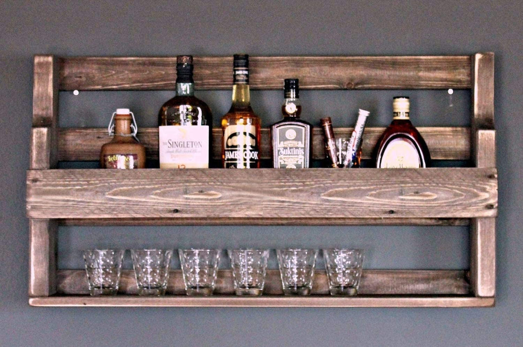 Whisky Regal mit Gläserhalter Braun aus Holz