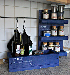 Ordnungsbox Küche Bad Holz blau Vintage Shabby Holzkiste Holzbox