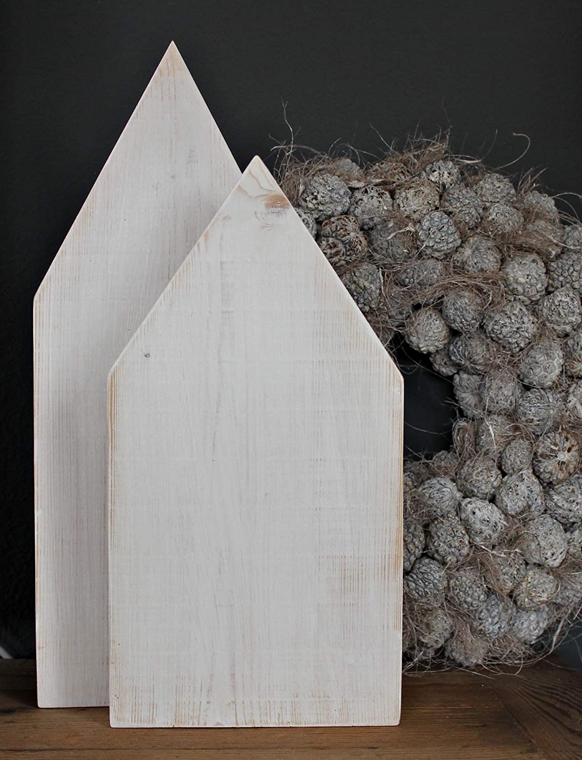 Holz Weihnachtsdeko 2er Set Haus Weiß – Weihnachten Deko