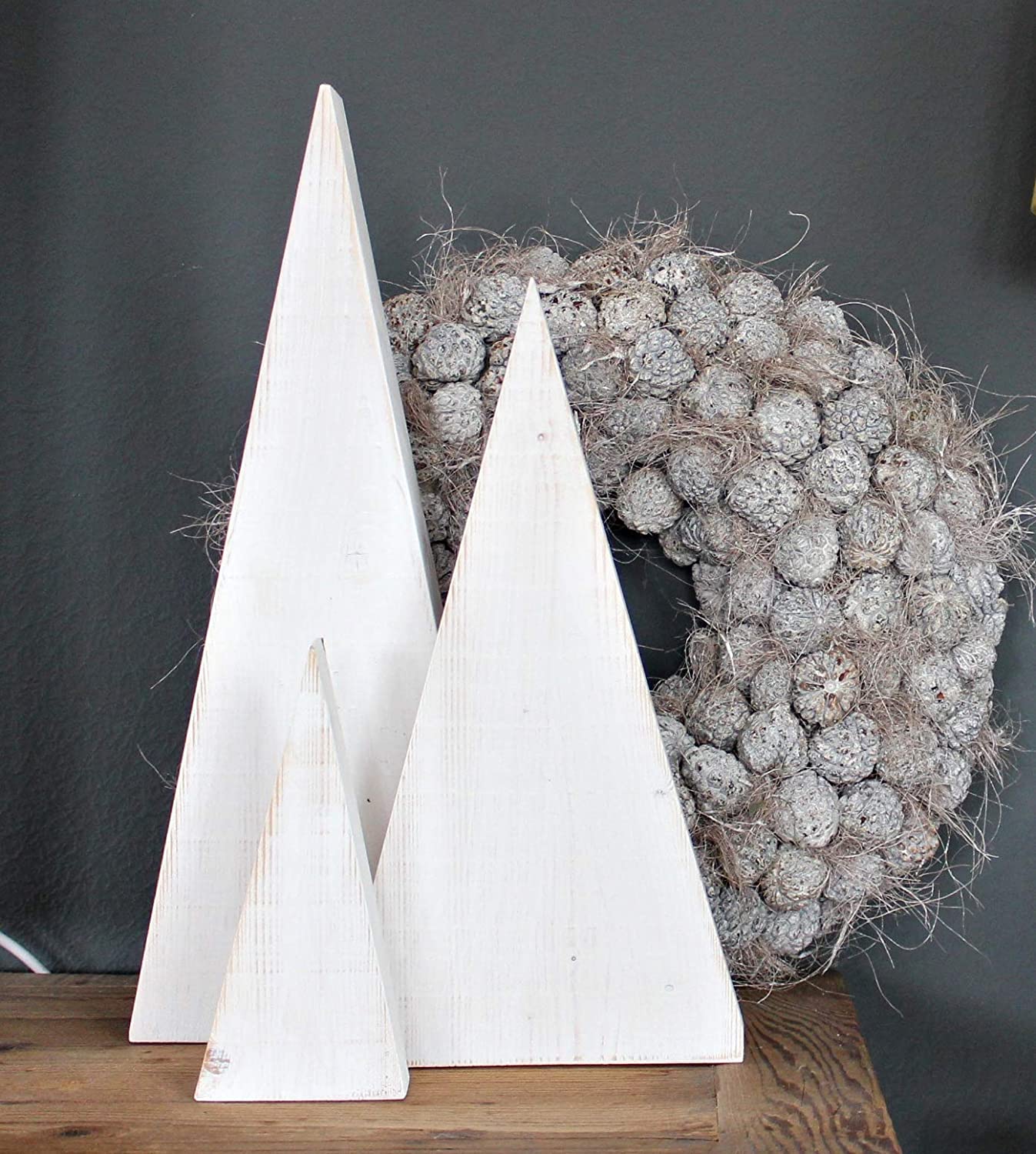 Holz Weihnachtsdeko 3er Set Tannenbaum Weiß – Weihnachten Deko