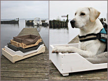 Lade das Bild in den Galerie-Viewer, XXL Hundebett aus Holz für große Hunde - 110 oder 120 cm Hundekorb/Hundesofa

