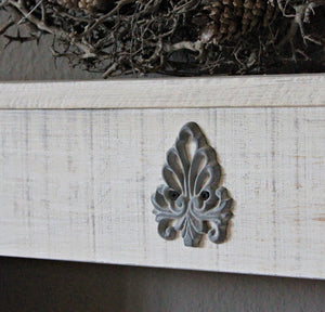 Kaminkonsole aus Holz mit Sockel fertig montiert Antik Weiß