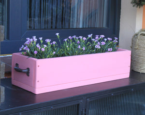 Blumenkasten " Das Original von Dekorie " aus Holz mit Eisen Griffen 30 - 90 cm breit / 19,5 cm tief / in pink