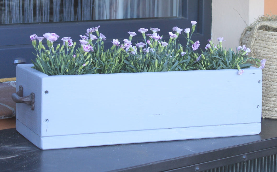Blumenkasten Das Original von Dekorie Grau – mit Eisen Griffen 30–90 cm