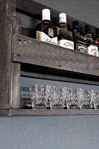 Whisky Regal mit Gläserhalter schwarz aus Holz