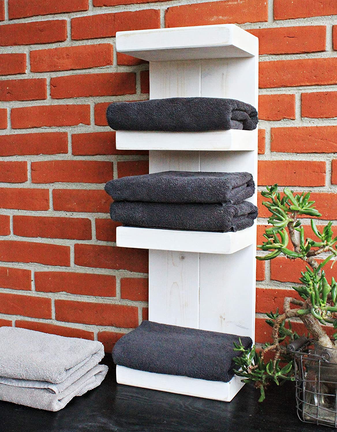 Badregal aus Holz Weiß – Wandregal für Bad & Küche