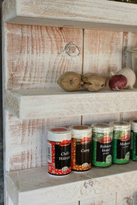 Gewürzregal aus Holz - für die Wand oder stehend - Vintage Weiß - 4 Stellflächen