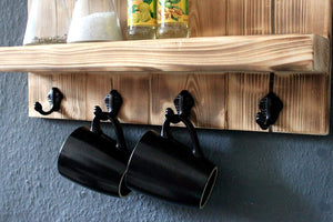 Gewürzregal aus Holz für die Wand - Geflammt - 4 Stellflächen