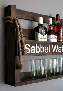 Whiskey Regal mit Gläserhalter mit Druck (Sabbel Water (Braun))