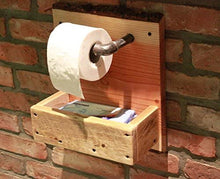 Lade das Bild in den Galerie-Viewer, Massiver Toilettenpapierhalter aus Holz mit Ablagebox - Farbe: Natur - Klopapierrollenhalter Holz - fertig montiert - Handmade aus Norddeutschland
