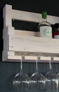 Weinregal aus Holz mit Gläserhalter Weiß